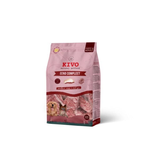 Kivo Eend Porties 25 gram blokjes vlees voor hond bestellen